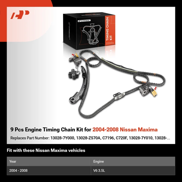 9 Pcs Engine Timing Chain Kit for 2004-2008 Nissan Maxima