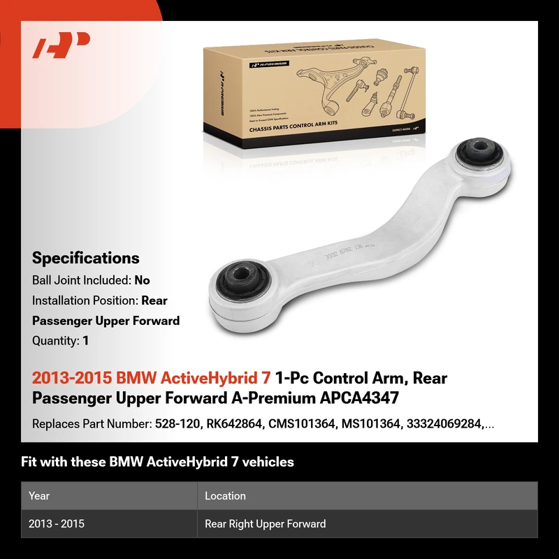 2013-2015 BMW ActiveHybrid 7 1-Pc Control Arm, Rear Passenger Upper Forward A-Premium APCA4347