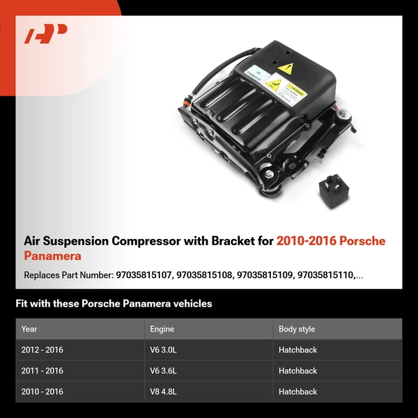 Air Suspension Compressor with Bracket for 2010-2016 Porsche Panamera