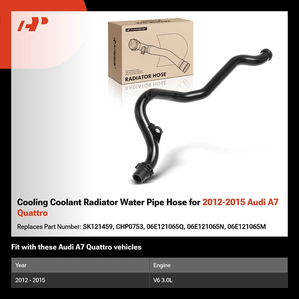 Cooling Coolant Radiator Water Pipe Hose for 2012-2015 Audi A7 Quattro