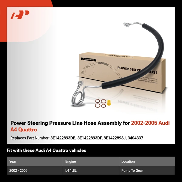 Power Steering Pressure Line Hose Assembly for 2002-2005 Audi A4 Quattro