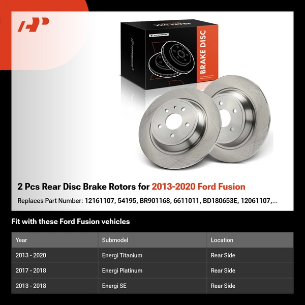 2 Pcs Rear Disc Brake Rotors for 2013-2020 Ford Fusion