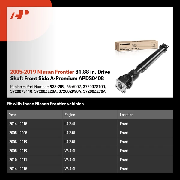 2005-2019 Nissan Frontier 31.88 in. Drive Shaft Front Side A-Premium APDS0408