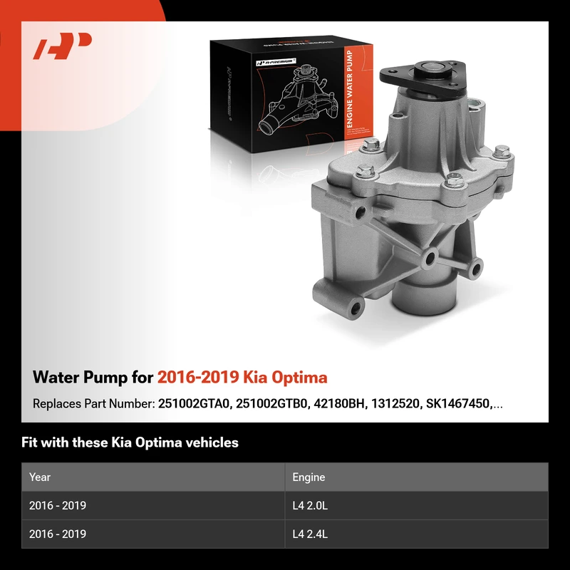 Water Pump for 2016-2019 Kia Optima