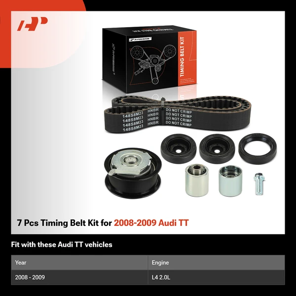 7 Pcs Timing Belt Kit for 2008-2009 Audi TT