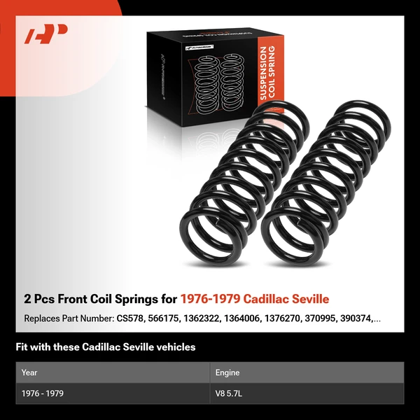 2 Pcs Front Coil Springs for 1976-1979 Cadillac Seville