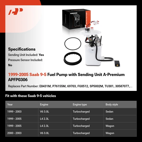 1999-2005 Saab 9-5 Fuel Pump with Sending Unit A-Premium APFP0306