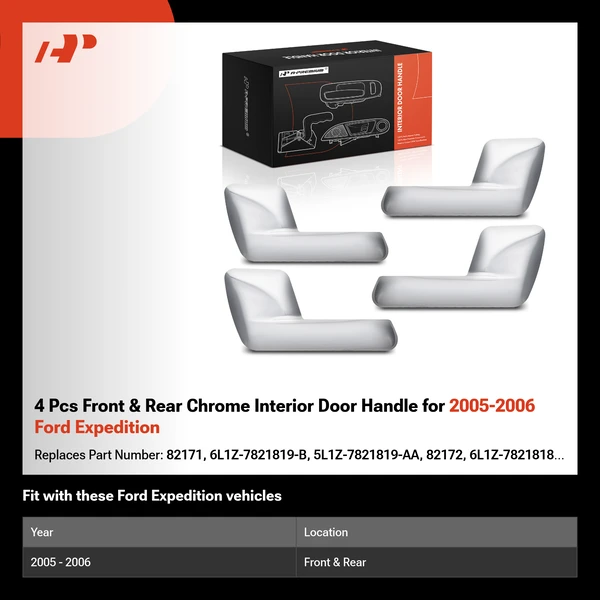 4 Pcs Front & Rear Chrome Interior Door Handle for 2005-2006 Ford Expedition
