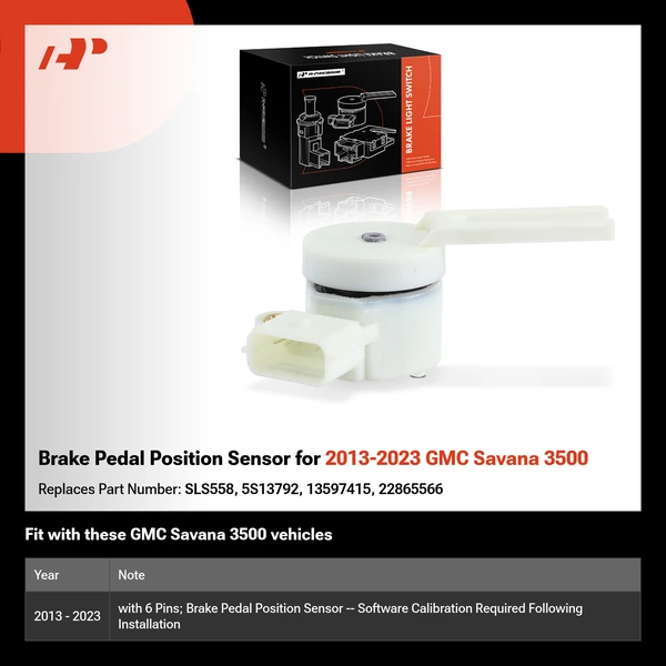 Brake Pedal Position Sensor for 2013-2023 GMC Savana 3500