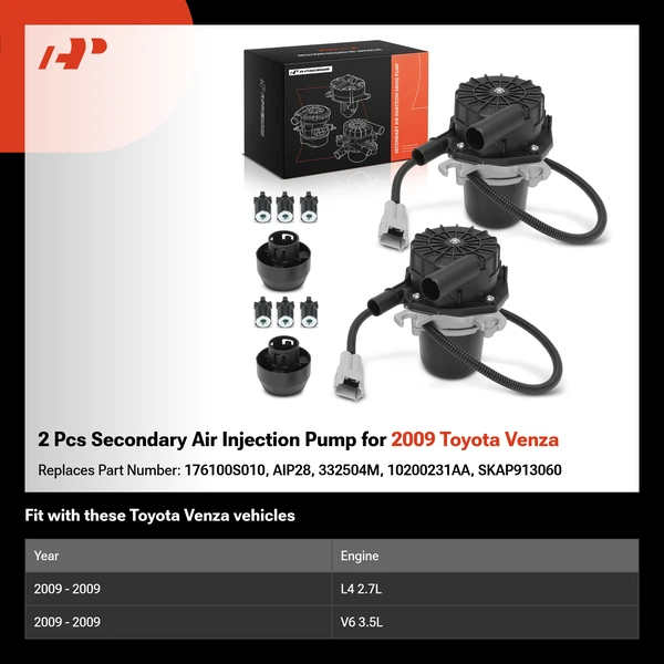 2 Pcs Secondary Air Injection Pump for 2009 Toyota Venza