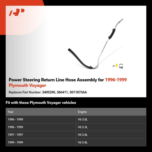 Power Steering Return Line Hose Assembly for 1996-1999 Plymouth Voyager