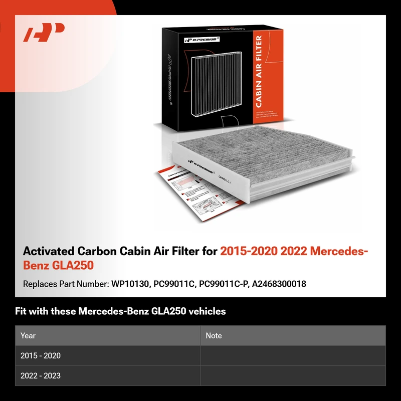 Activated Carbon Cabin Air Filter for 2015-2020 2022 Mercedes-Benz GLA250