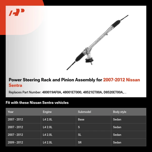 Power Steering Rack and Pinion Assembly for 2007-2012 Nissan Sentra
