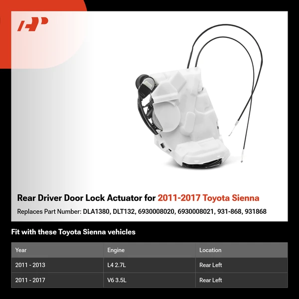 Rear Driver Door Lock Actuator for 2011-2017 Toyota Sienna