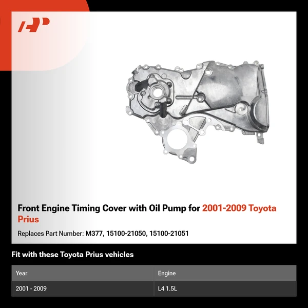Front Engine Timing Cover with Oil Pump for 2001-2009 Toyota Prius