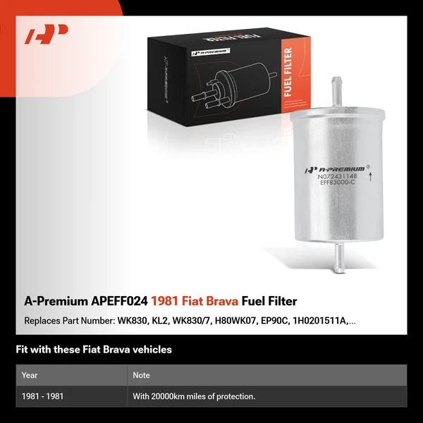 A-Premium APEFF024 1981 Fiat Brava Fuel Filter