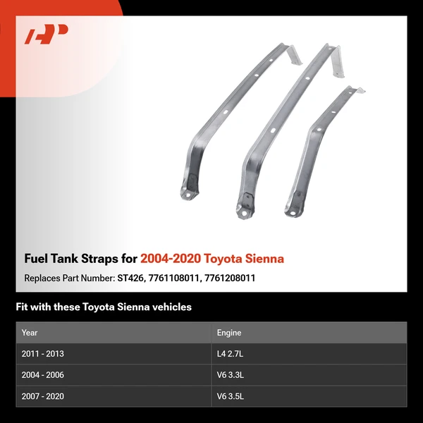 Fuel Tank Straps for 2004-2020 Toyota Sienna