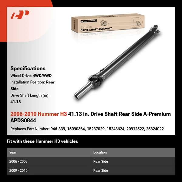 2006-2010 Hummer H3 41.13 in. Drive Shaft Rear Side A-Premium APDS0844