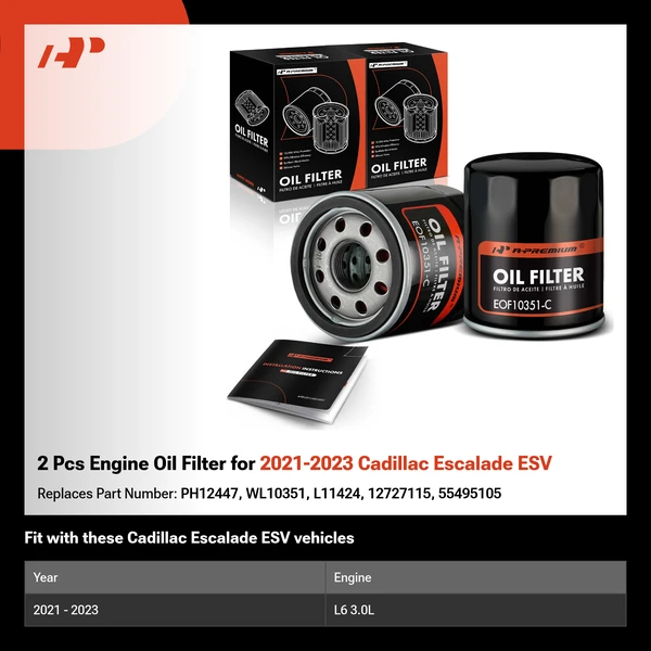 2 Pcs Engine Oil Filter for 2021-2023 Cadillac Escalade ESV