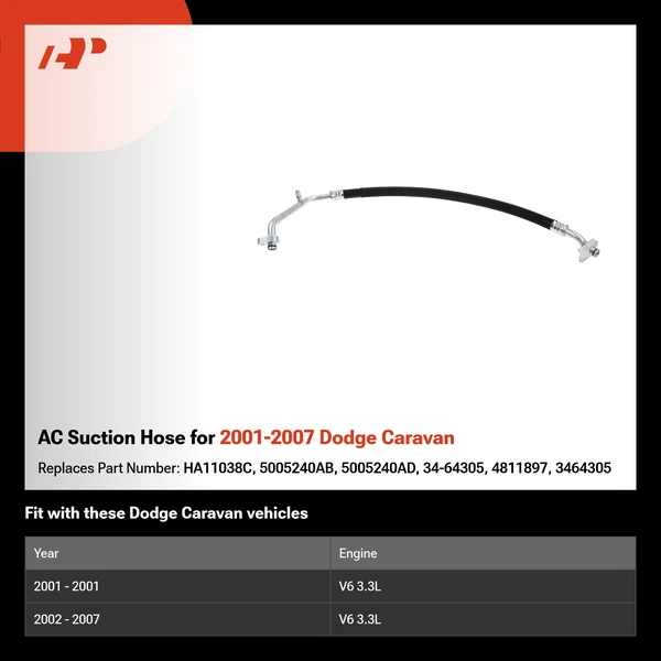 AC Suction Hose for 2001-2007 Dodge Caravan