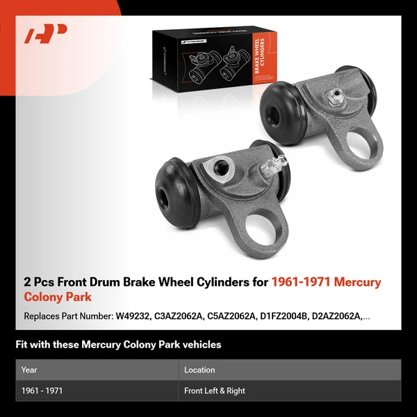 2 Pcs Front Drum Brake Wheel Cylinders for 1961-1971 Mercury Colony Park
