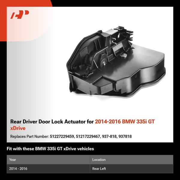Rear Driver Door Lock Actuator for 2014-2016 BMW 335i GT xDrive