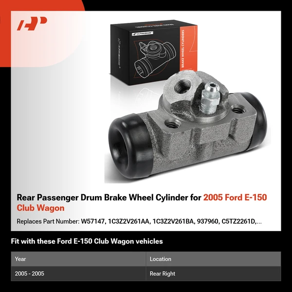 Rear Passenger Drum Brake Wheel Cylinder for 2005 Ford E-150 Club Wagon