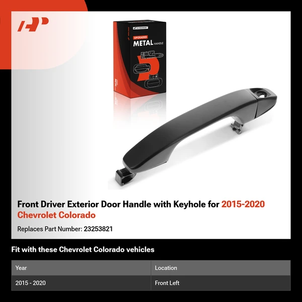 Front Driver Exterior Door Handle with Keyhole for 2015-2020 Chevrolet Colorado