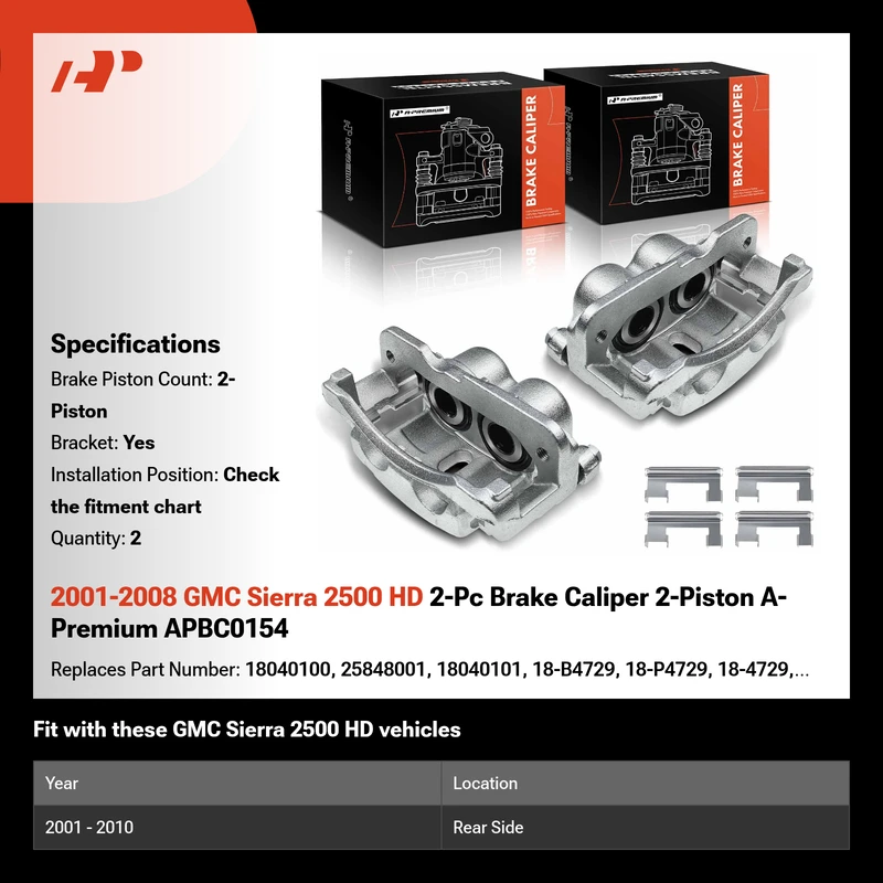 2001-2010 GMC Sierra 2500 HD 2-Pc Brake Caliper 2-Piston A-Premium APBC0154