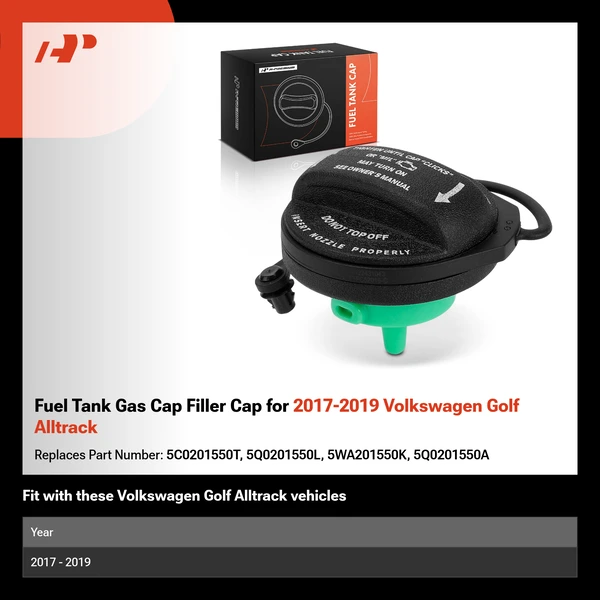 Fuel Tank Gas Cap Filler Cap for 2017-2019 Volkswagen Golf Alltrack