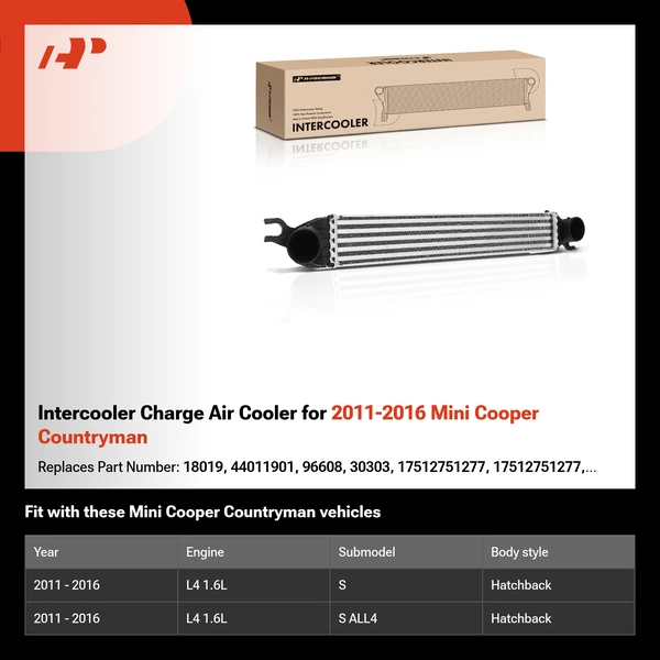 Intercooler Charge Air Cooler for 2011-2016 Mini Cooper Countryman