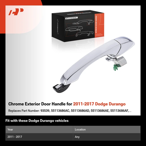 Chrome Exterior Door Handle for 2011-2017 Dodge Durango