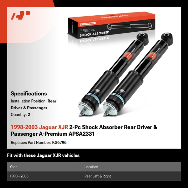 1998-2003 Jaguar XJR 2-Pc Shock Absorber Rear Driver & Passenger A-Premium APSA2331