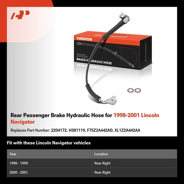 Rear Passenger Brake Hydraulic Hose for 1998-2001 Lincoln Navigator