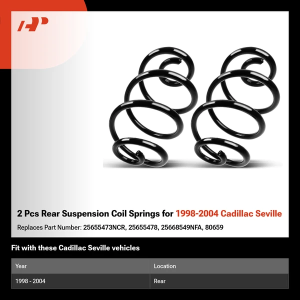 2 Pcs Rear Suspension Coil Springs for 1998-2004 Cadillac Seville