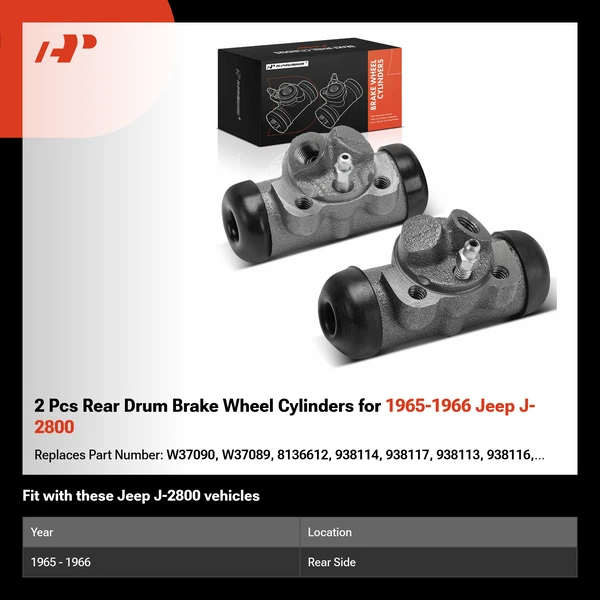 2 Pcs Rear Drum Brake Wheel Cylinders for 1965-1966 Jeep J-2800