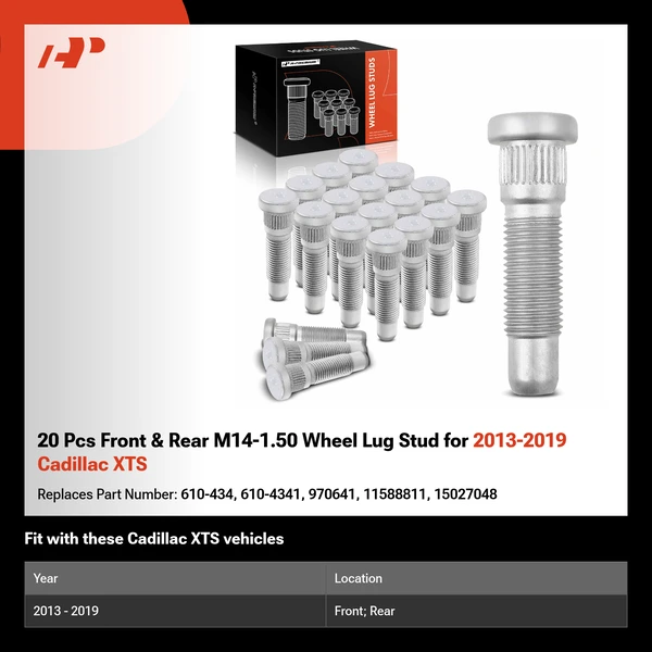 20 Pcs Front & Rear M14-1.50 Wheel Lug Stud for 2013-2019 Cadillac XTS