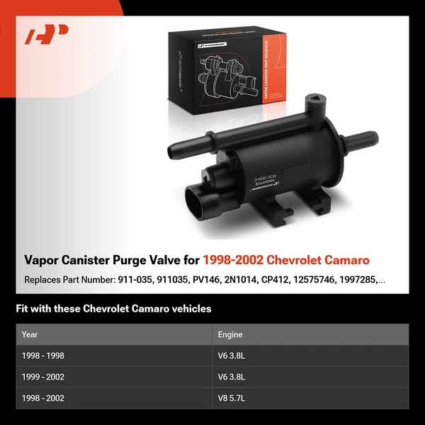 Vapor Canister Purge Valve for 1998-2002 Chevrolet Camaro