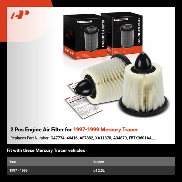 2 Pcs Engine Air Filter for 1997-1999 Mercury Tracer
