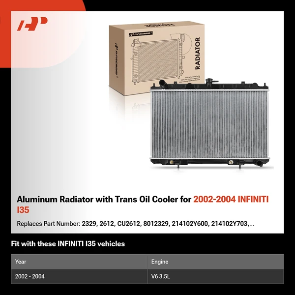 Aluminum Radiator with Trans Oil Cooler for 2002-2004 INFINITI I35