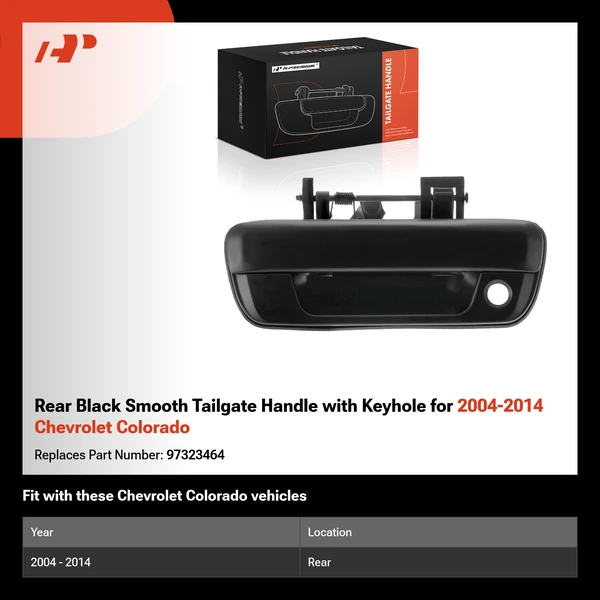Rear Black Smooth Tailgate Handle with Keyhole for 2004-2014 Chevrolet Colorado