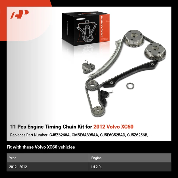 11 Pcs Engine Timing Chain Kit for 2012 Volvo XC60