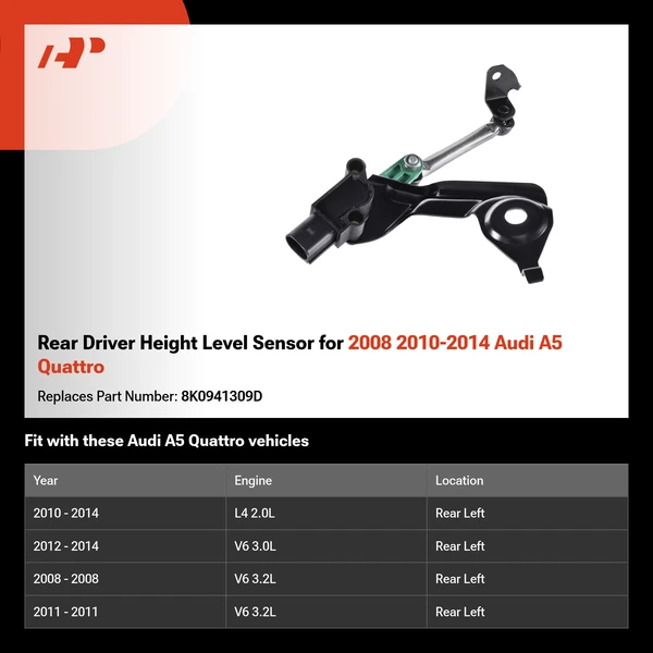 Rear Driver Height Level Sensor for 2008 2010-2014 Audi A5 Quattro