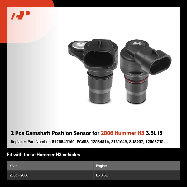 2 Pcs Camshaft Position Sensor for 2006 Hummer H3 3.5L l5