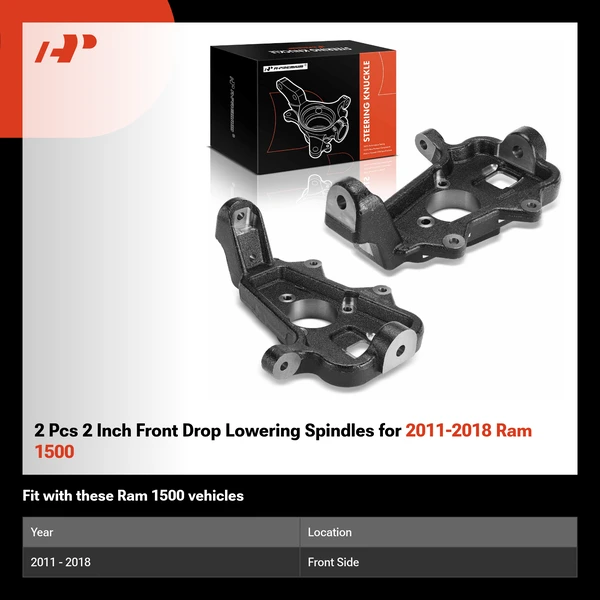 2 Pcs 2 Inch Front Drop Lowering Spindles for 2011-2018 Ram 1500