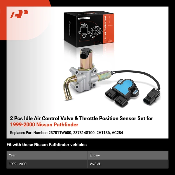 2 Pcs Idle Air Control Valve & Throttle Position Sensor Set for 1999-2000 Nissan Pathfinder