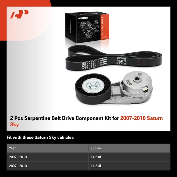 2 Pcs Serpentine Belt Drive Component Kit for 2007-2010 Saturn Sky