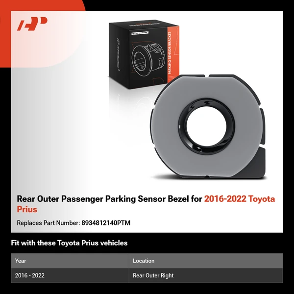Rear Outer Passenger Parking Sensor Bezel for 2016-2022 Toyota Prius