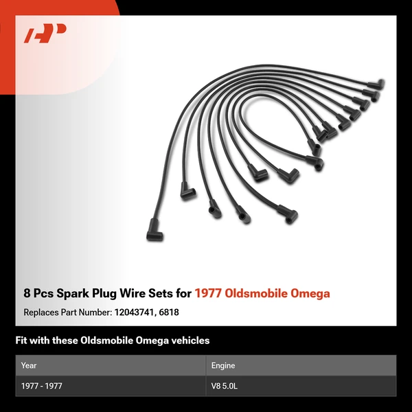 8 Pcs Spark Plug Wire Sets for 1977 Oldsmobile Omega
