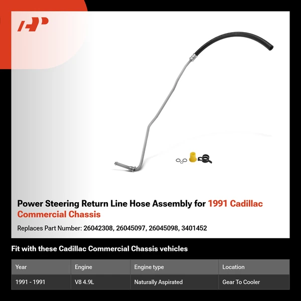 Power Steering Return Line Hose Assembly for 1991 Cadillac Commercial Chassis